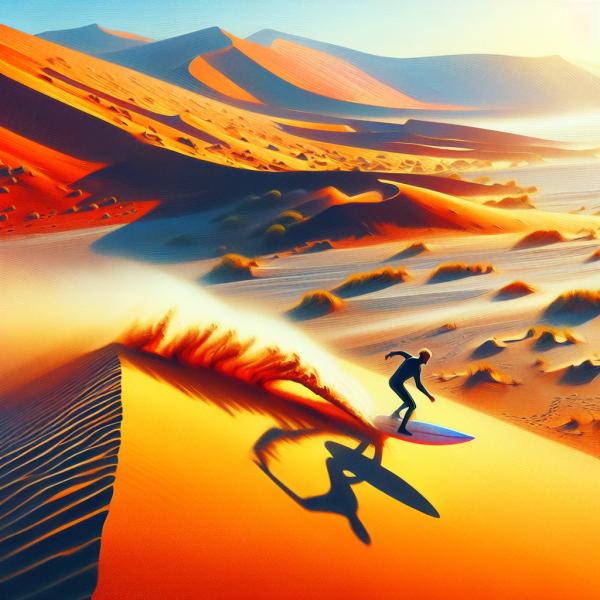 Ich surfe eine Sanddüne herunter im sossusvlei namibia, Afrika